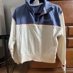 Champion Navy and Cream Half-Zip Pullover